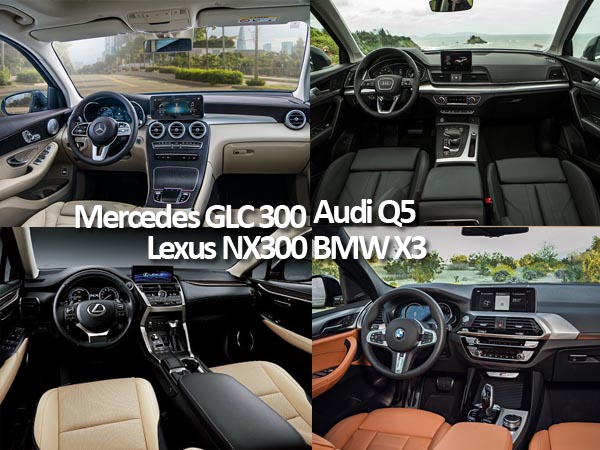 Nội thất Mercedes GLC 300, BMW X3, Audi Q5 và Lexus NX300 - Lựa chọn xe nào?